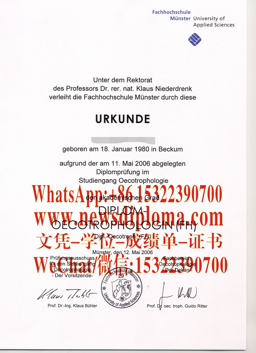 明斯特高等专业学院毕业证原版定制